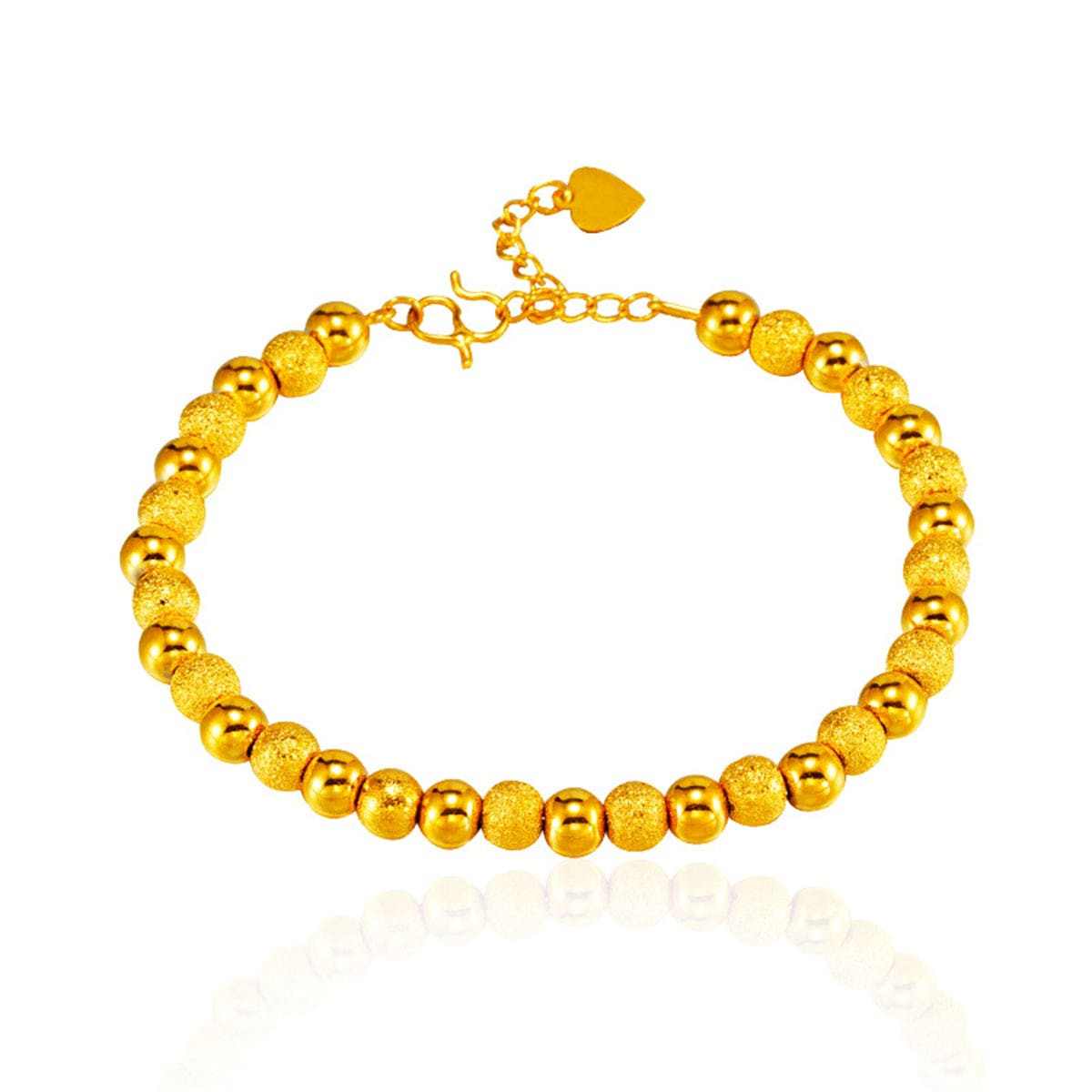 24k Goldtone Alternating Frosted Bead Bracelet