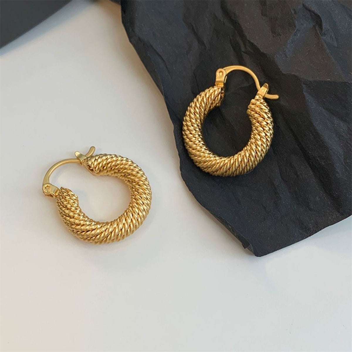 18k Gold Plated Braided Hoop Earrings