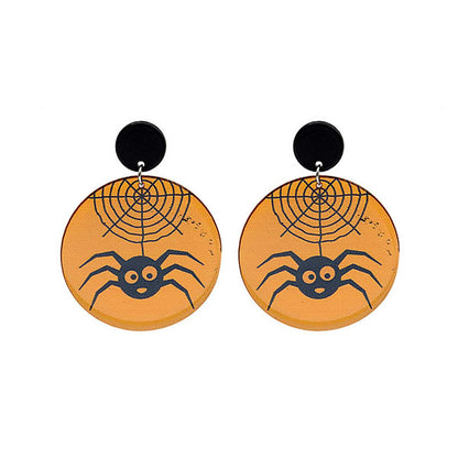 Black & Orange Spider Web Drop Earrings