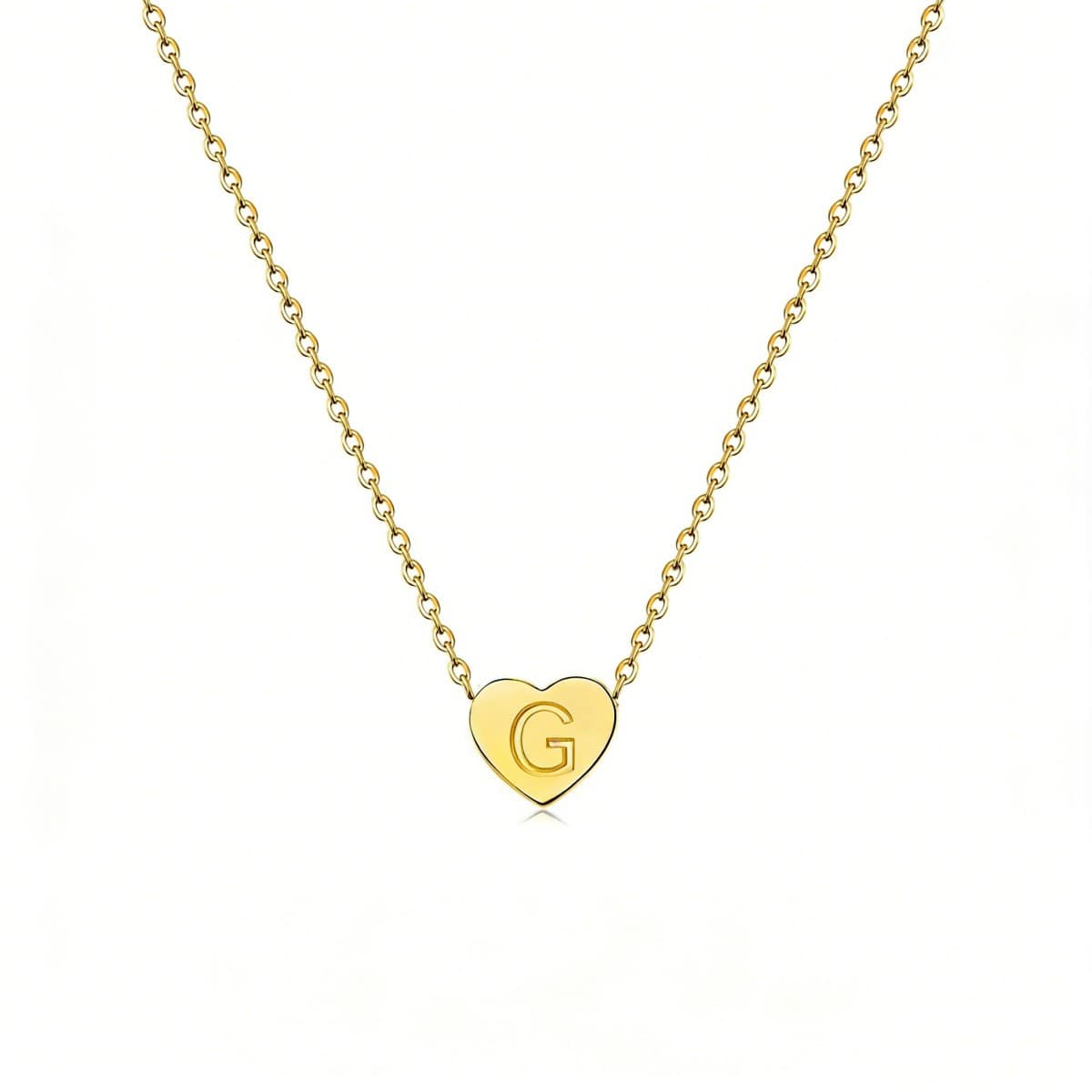 Dainty Initial Heart Necklace Personalized 26 Letters Available