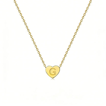 Dainty Initial Heart Necklace Personalized 26 Letters Available