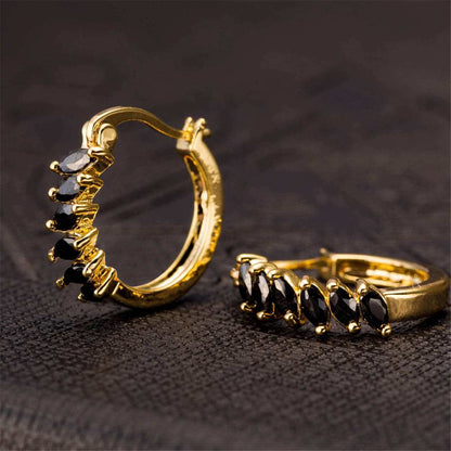 Black Crystal & Goldtone Marquise-Cut Huggie Earrings