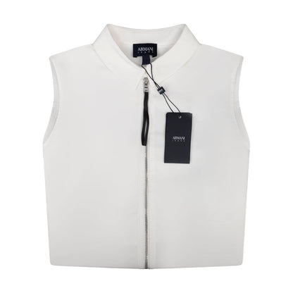 Armani Jeans Women's White Sleeveless Zip Shirt - Size 6