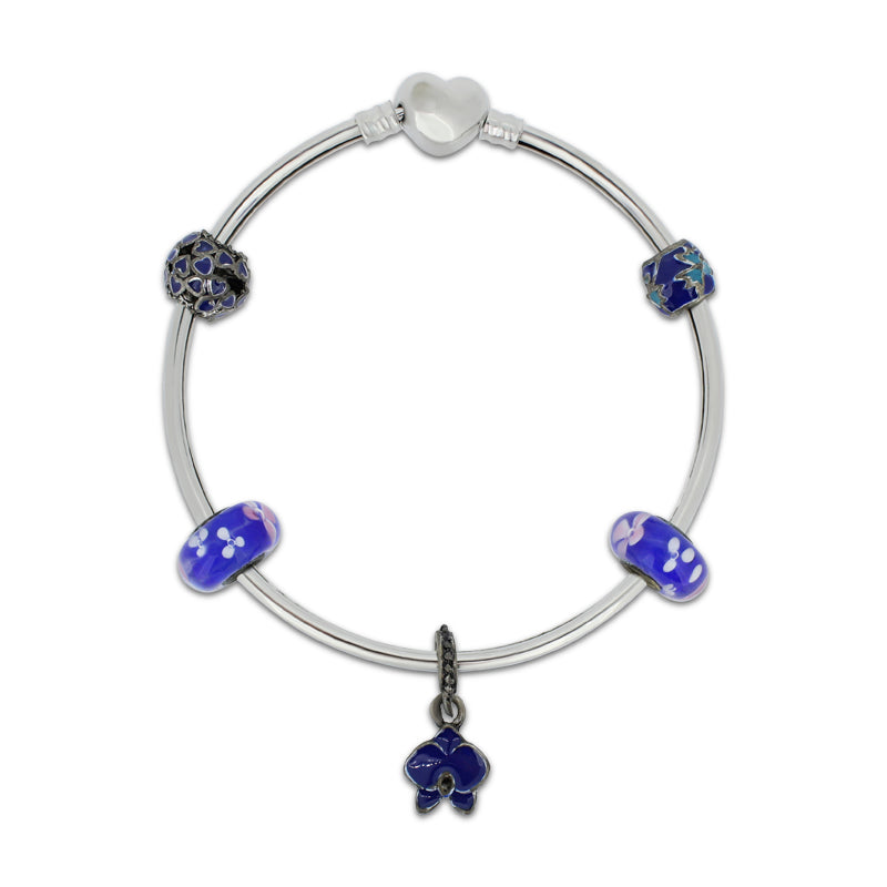 Charm Bangle Blue, Pink And White Flowers Khloelle LC0070976