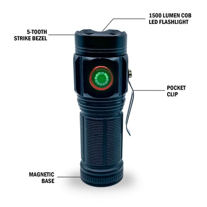 Flipo Tactical 1500-Lumen Mini Rechargeable Flashlight