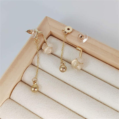 Cat's Eye & Cubic Zirconia Goldtone Ball Ear Jackets