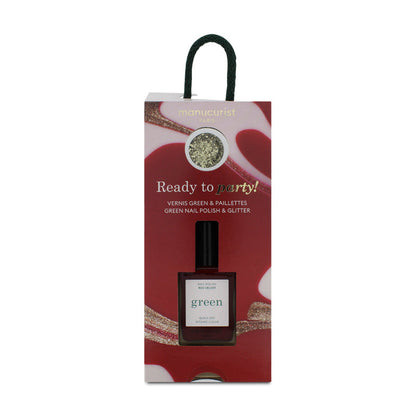 Manucurist Ready To Party Red Velvet Nail Polish & Gold Glitter (Blemished Box)