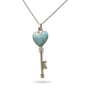 Key Heart Larimar Stone Sterling Silver Necklace By Marahlago