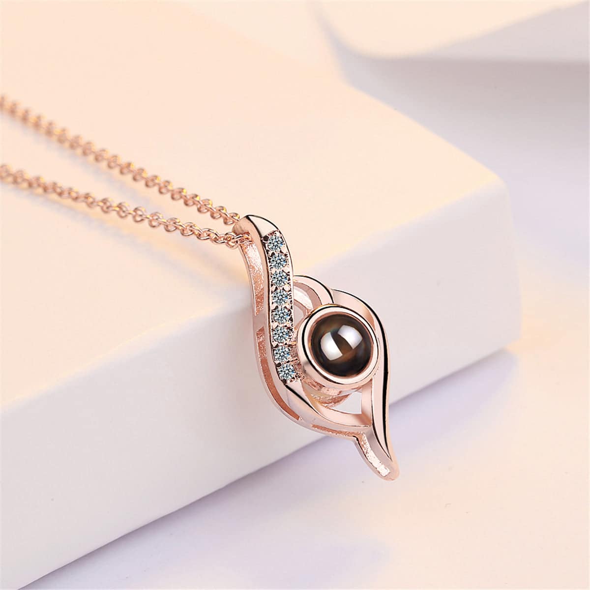 Cubic Zirconia & Rose Goldtone Swirl Pendant Necklace
