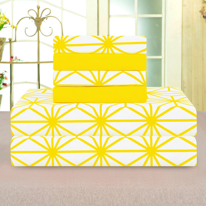 Elegant Comfort 6-Piece Cube Bed Sheet Set  - Geometric Pattern - Soft as a Hotel Premium Quality