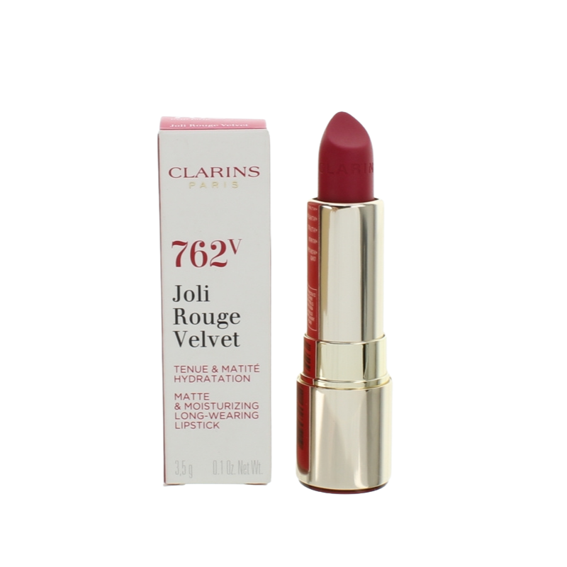Clarins Pink Lipstick  Joli Rouge Velvet Lipstick 762V Pop Pink