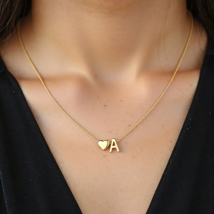 Dainty A-Z Initial Heart Necklace