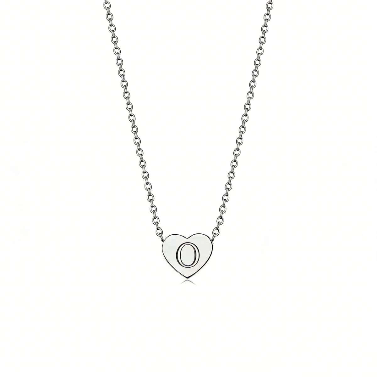 Dainty Initial Heart Necklace Personalized 26 Letters Available