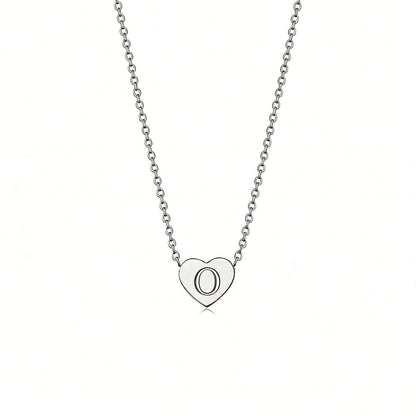 Dainty Initial Heart Necklace Personalized 26 Letters Available