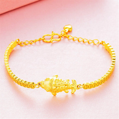24k Goldtone Fish Charm Bracelet