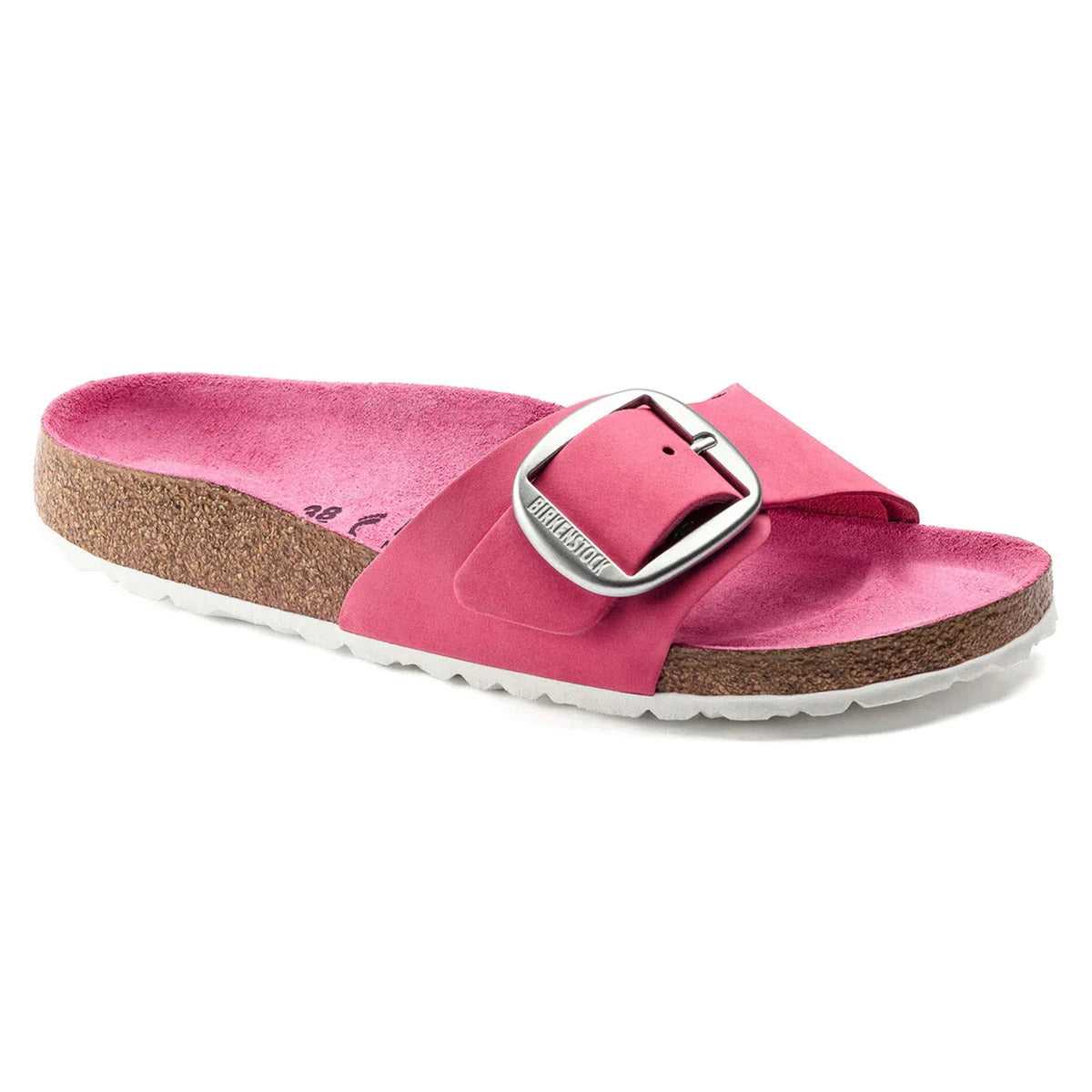 Birkenstock Madrid Big Buckle Nubuck Leather Fuchsia Tulip Sandals