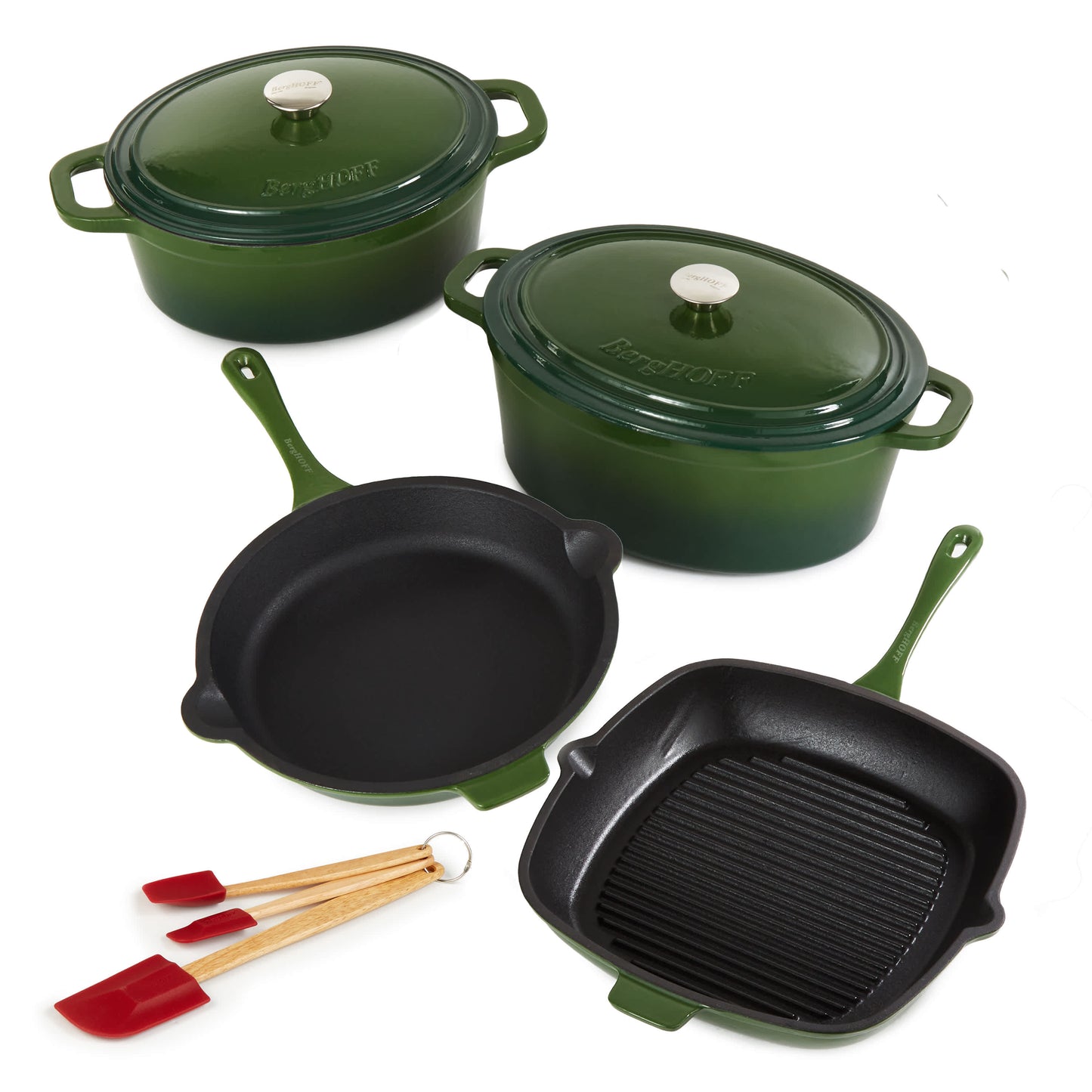 BergHOFF Neo 9pc Cast Iron Cookware Set, Green
