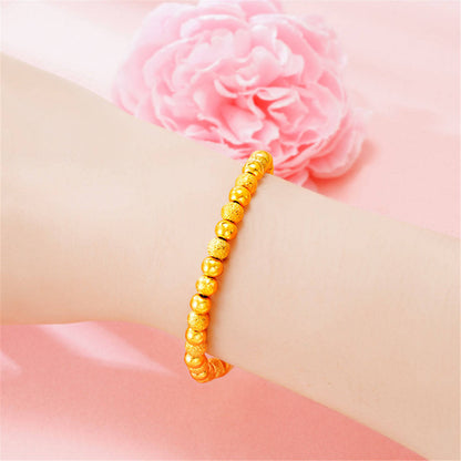 24k Goldtone Alternating Frosted Bead Bracelet