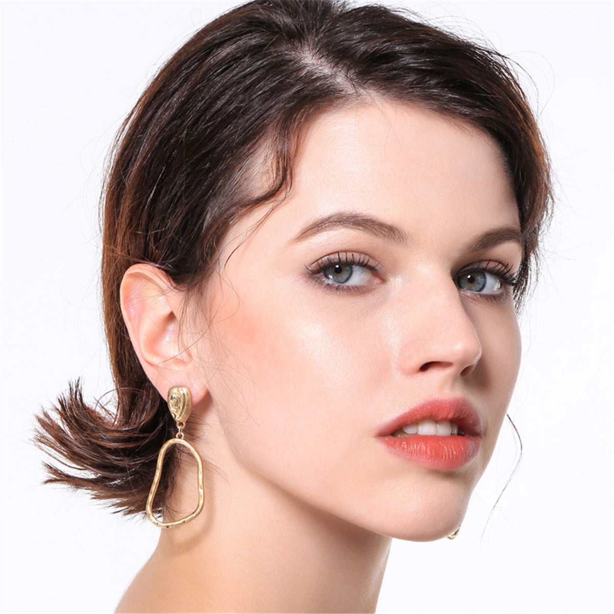 Goldtone Open Geometric Drop Earrings