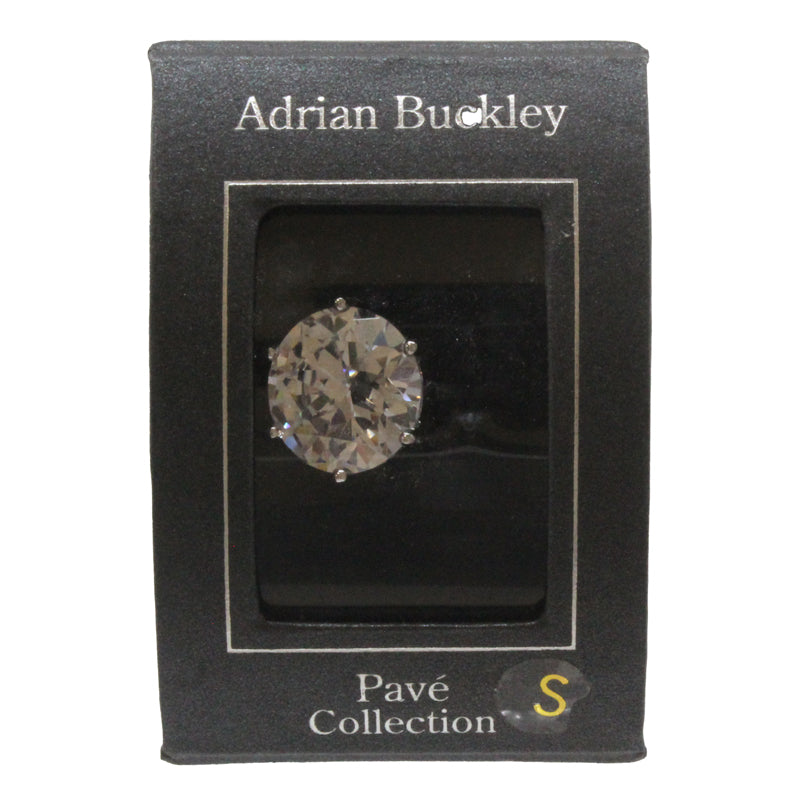 Adrian Buckley Pave Collection Silver Round Crystal Ring CZR368S (S)