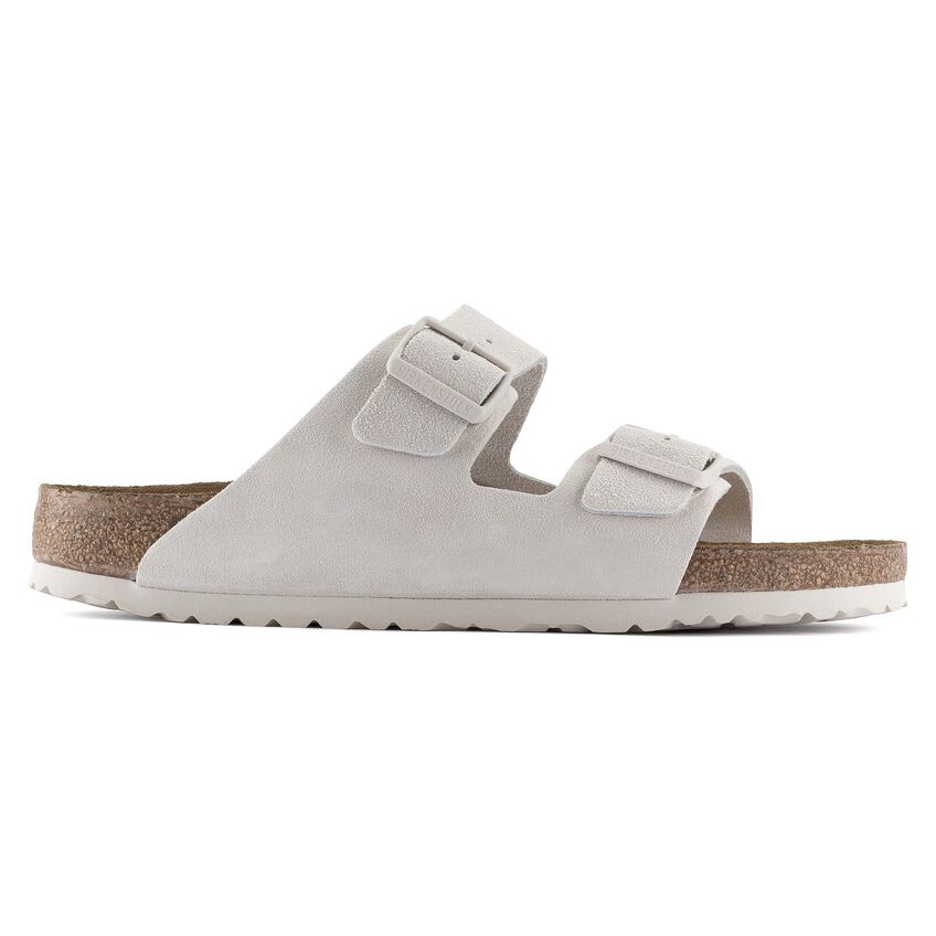 Birkenstock Arizona Soft Footbed Suede Leather White Sandals