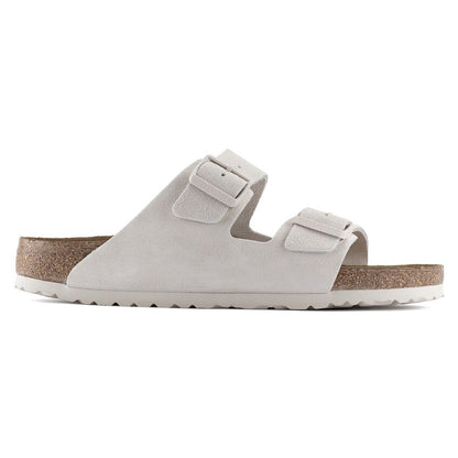 Birkenstock Arizona Soft Footbed Suede Leather White Sandals