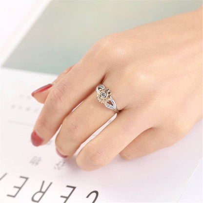Cubic Zirconia & Two-Tone Sunflower Band Ring