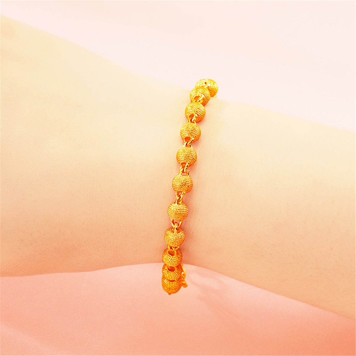 24k Goldtone Frosted Bead Bracelet