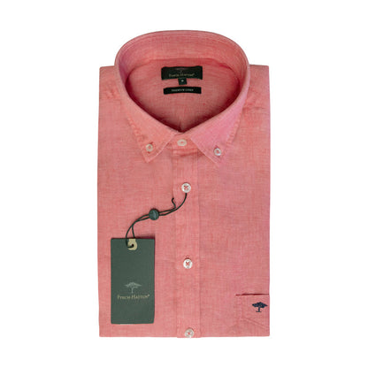 Fynch Hatton Men's Short Sleeve Linen Shirt Coral