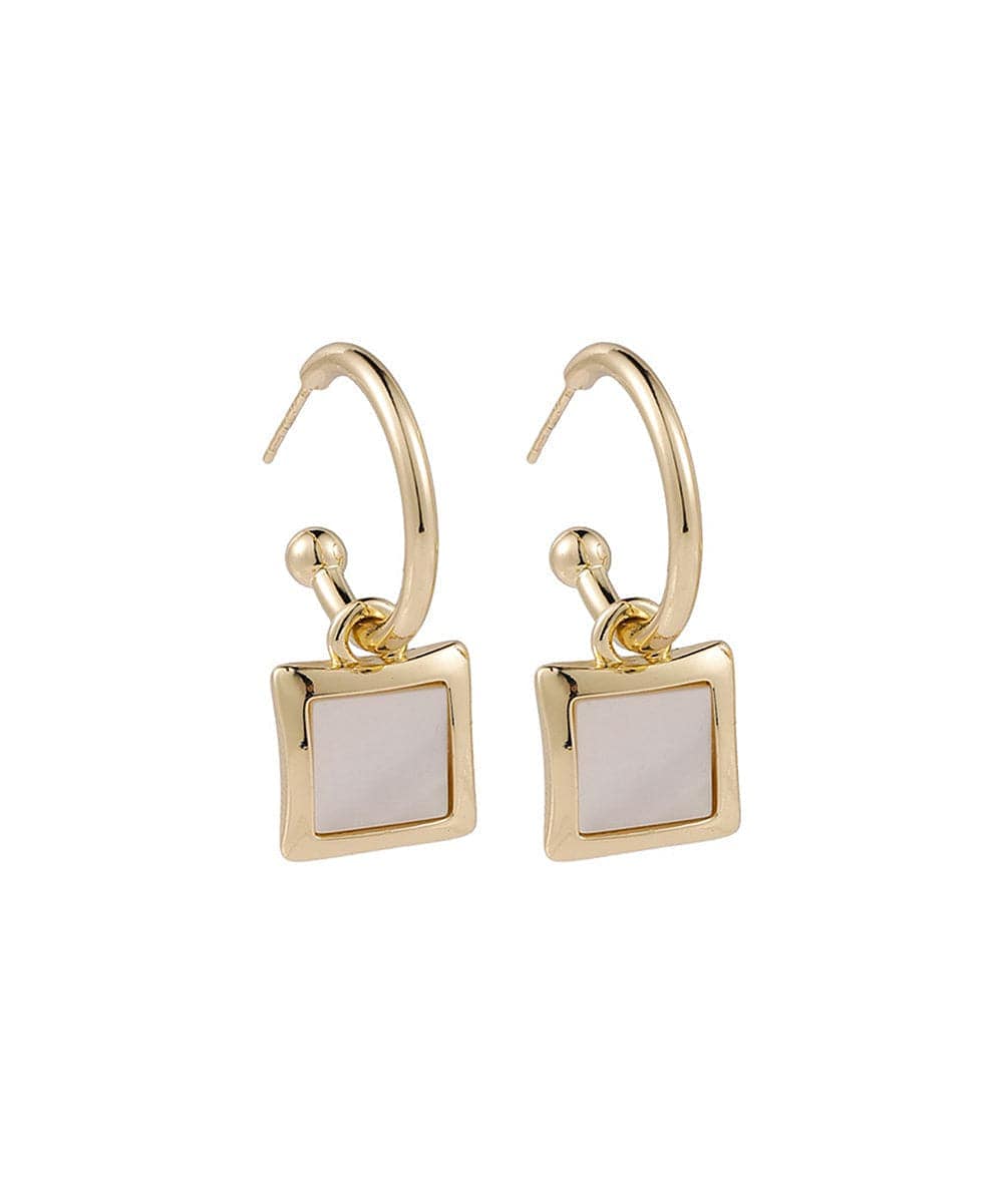 Acrylic & Goldtone Square Drop Earrings