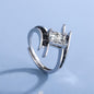 Black Cubic Zirconia & Crystal Silvertone Ring