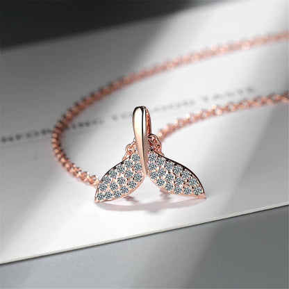 Cubic Zirconia & Rose Goldtone Tail Pendant Necklace