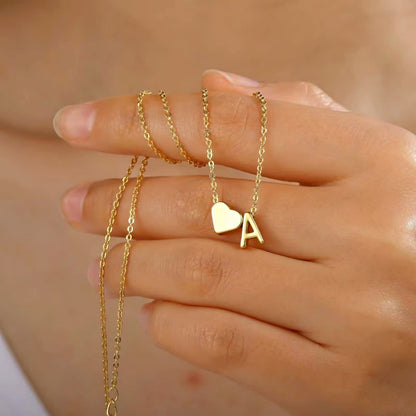 Dainty A-Z Initial Heart Necklace