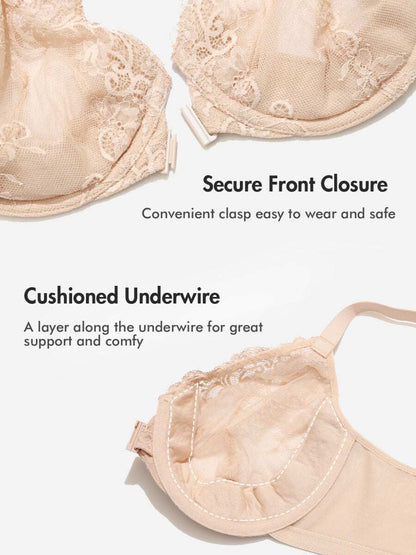Front Closure Lace Underwire Plunge Bra