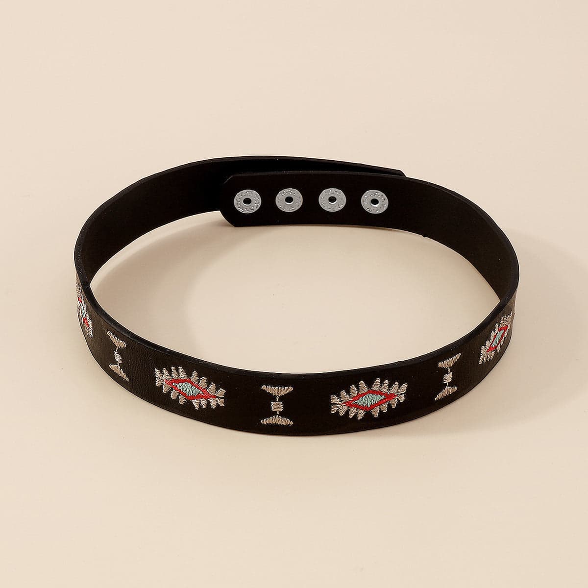 Black & Red Geometric Choker Necklace