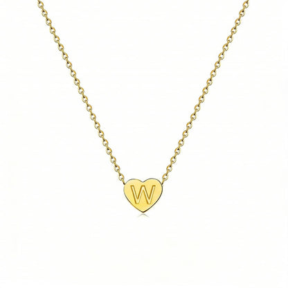 Dainty Initial Heart Necklace Personalized 26 Letters Available