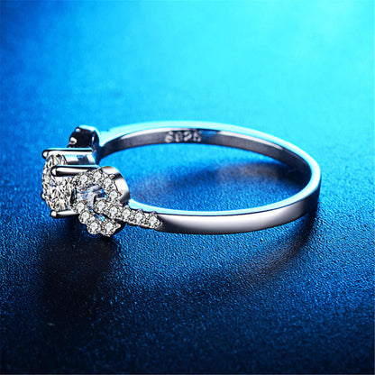 Crystal & Silvertone Bow Ring