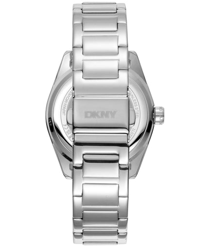 Dkny Women Watch, Silver Color Case, Silver Powder Dial, Stainless Steel Metal Bracelet, Multi-Function, 5 Atm