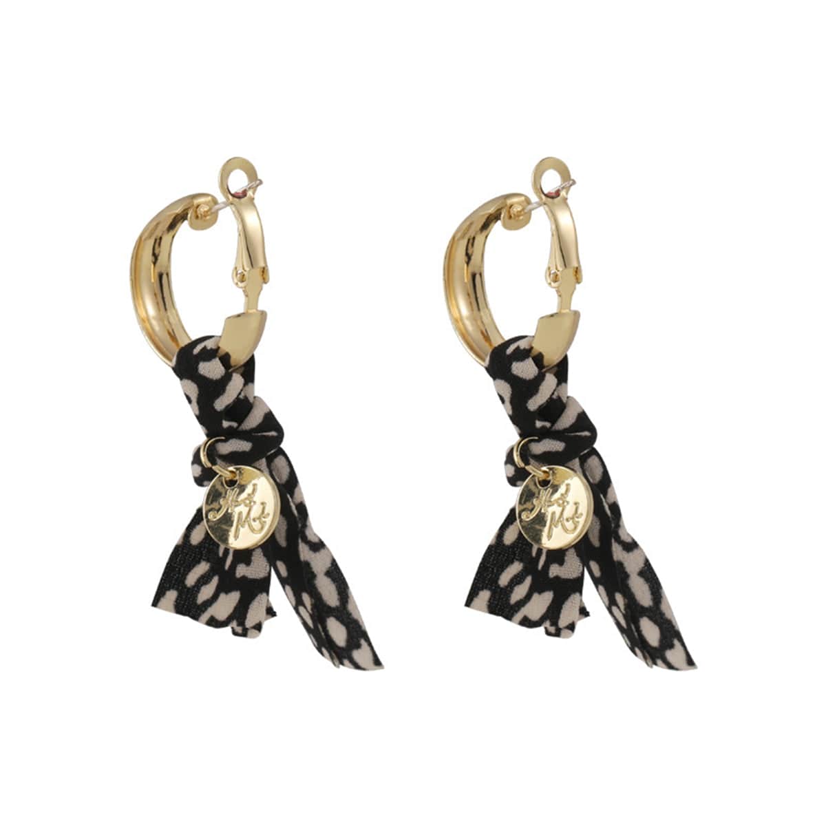 Black & Goldtone Leopard Knot-Accent Drop Earrings
