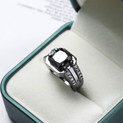 Black Crystal & Cubic Zirconia Ring